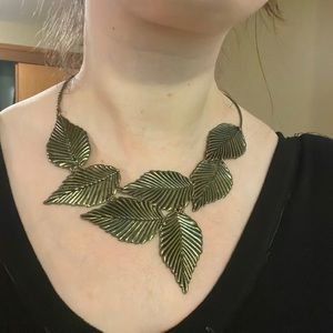 Brass Leaf Statement Necklace